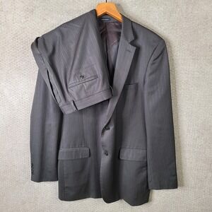 Joseph & Feiss Suit Mens 48XL Brown Striped 2 Piece Wool Pleated Pants 40x34